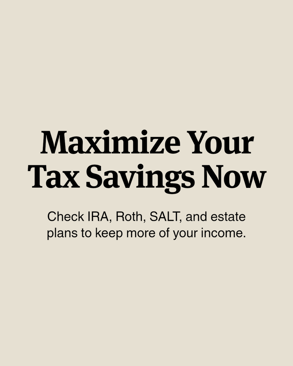 firm1040's tweet photo. High earners: Verify IRA/401(k) max, backdoor Roth, equity basis, SALT caps, and estate tax plans before filing. Save thousands.

Gain clarity on how current tax laws actually apply to your income and financial decisions. https://t.co/0Mli5WWJTu https://t.co/1wgdaslHBo