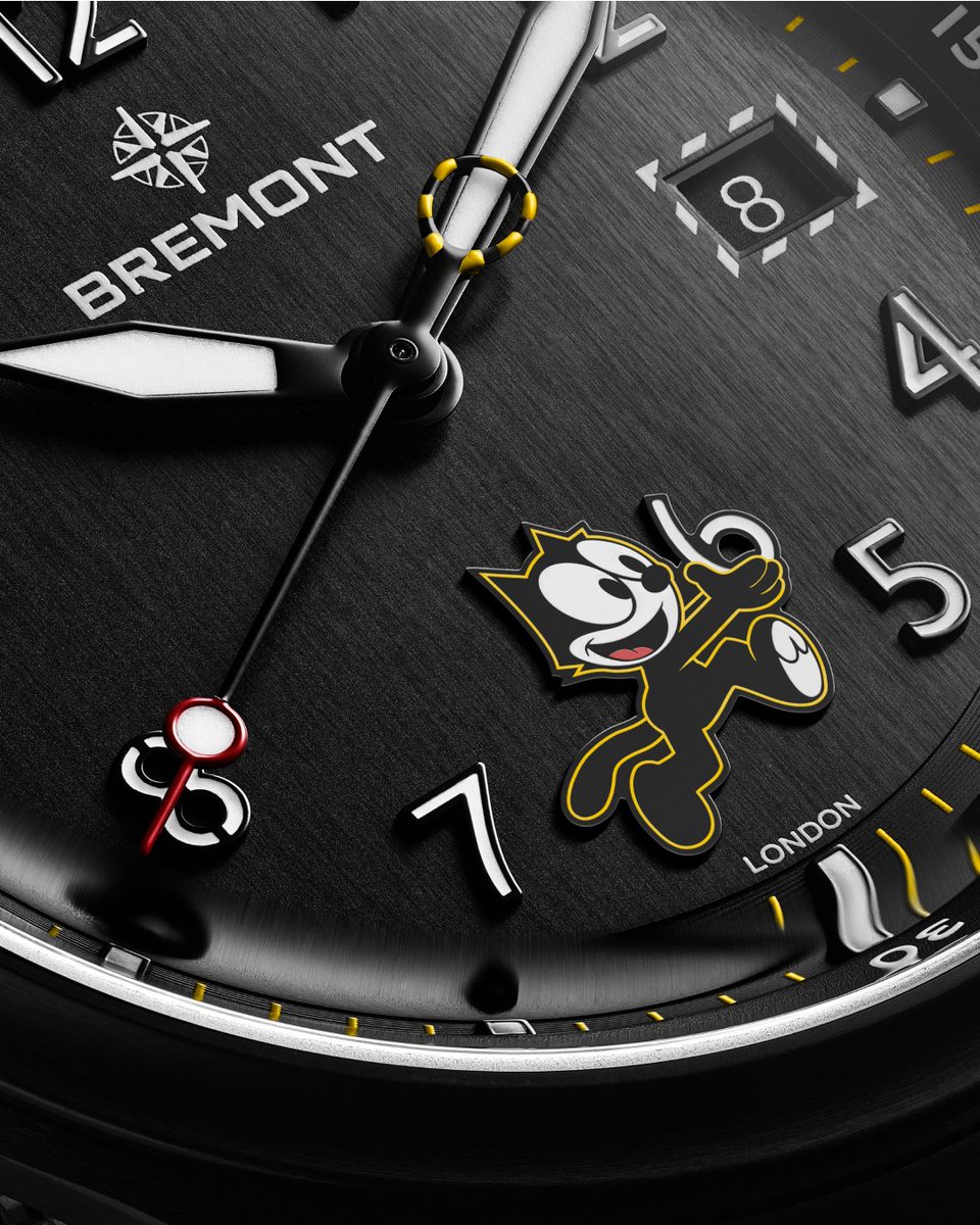 Bremont's tweet photo. Watch your 6!
Limited to just 500 pieces worldwide, the Altitude MB Meteor “Felix the Cat” celebrates Felix the Cat as a beloved aviation icon.
Find out more now: https://t.co/coRMoEv5R4
#Watchyoursix #BremontxFelixtheCat https://t.co/gOZLGep97k
