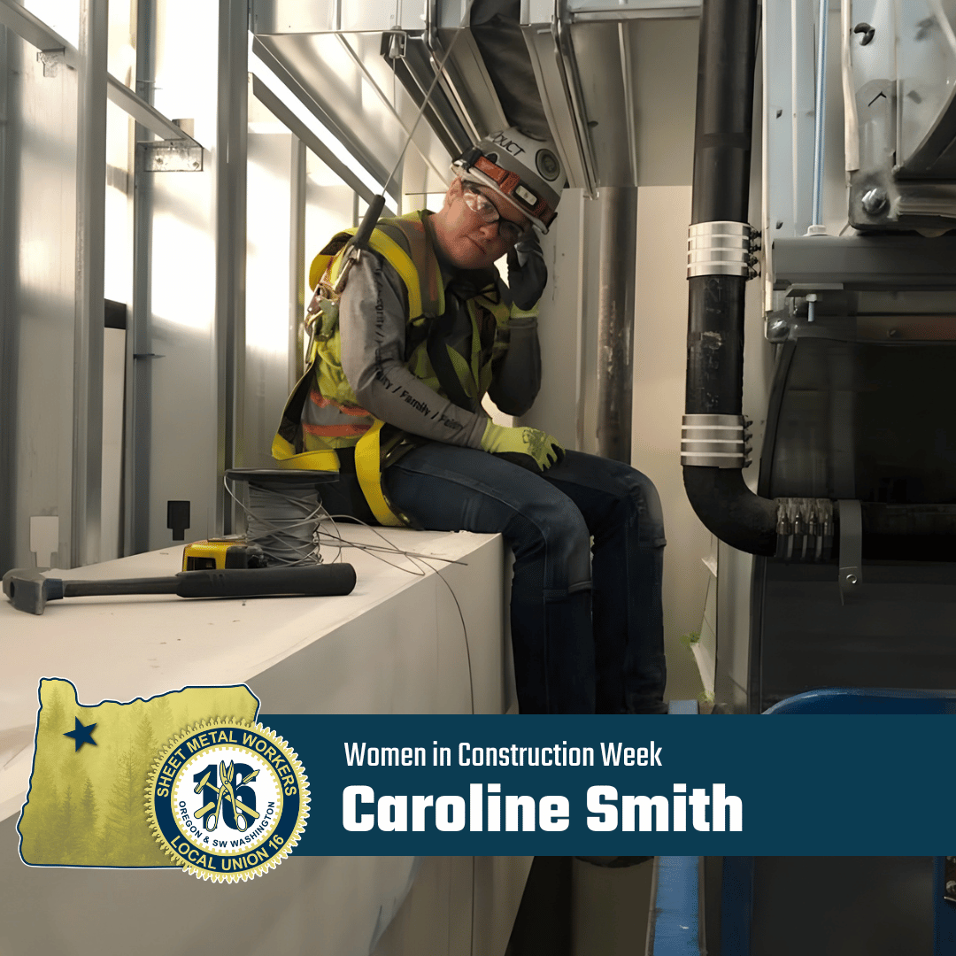 SMARTLocal16's tweet photo. @SMARTLocal16 is excited to highlight Caroline Smith, whose journey into the trades began after completing Oregon Tradeswomen’s TACC pre-apprenticeship program. 

https://t.co/Vtm5XFRrUm

#womeninconstruction #sheetmetal #tinbender #smartunion #smartnwrc #smartlocal16 #smw16 https://t.co/rAloqcysAs