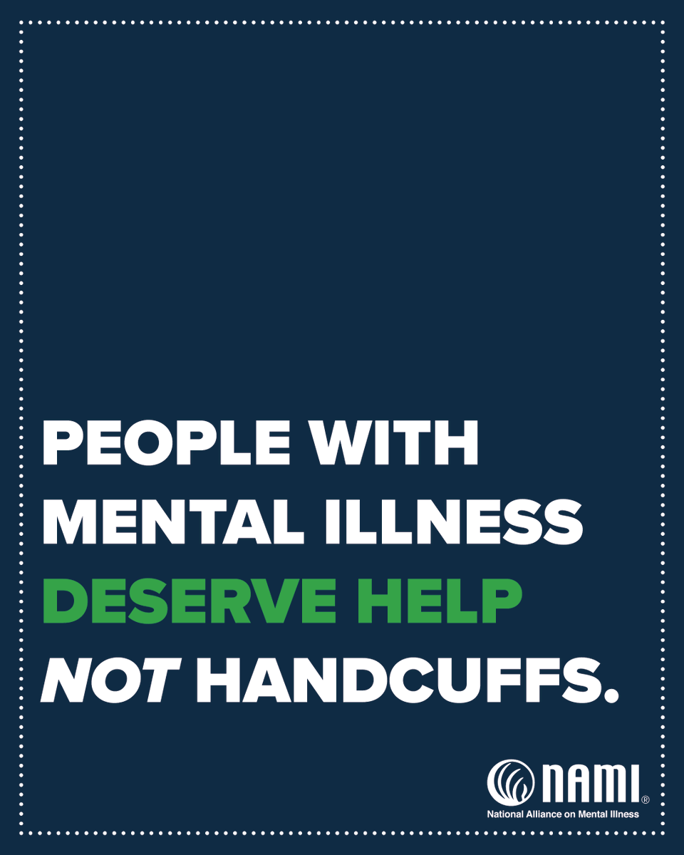 NAMICommunicate's tweet photo. People with mental illness deserve help — not handcuffs. Learn more through Navigating the Criminal Justice System: A NAMI resource for people with mental illness and their families and access information to help families advocate for their loved one: https://t.co/oM4pMX29AG

#HelpNotHandcuffs #NationalCriminalJusticeMonth #CriminalJustice