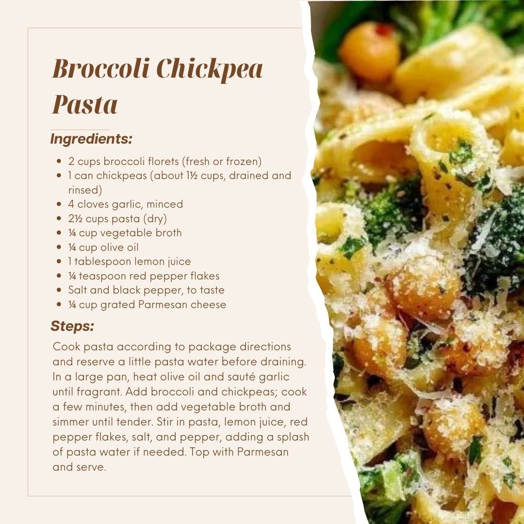 Simple. Meatless. Delicious. 🌿🍝

This Broccoli Chickpea Pasta is a perfect Lenten meal — wholesome, satisfying, and easy to make. A beautiful reminder that simplicity can nourish both body and soul.

#LentMeals #MeatlessFriday #SimpleAndGood