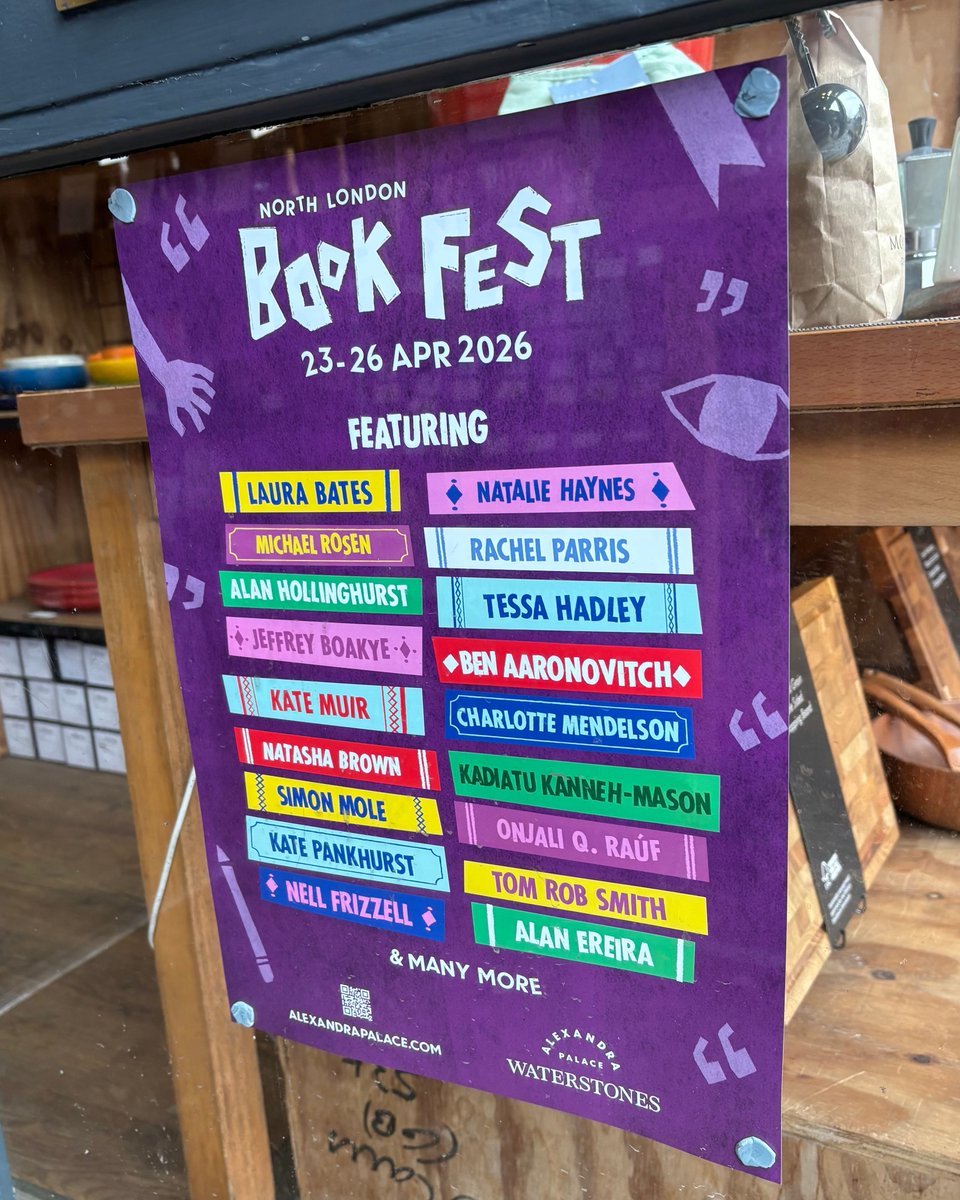 NLBookFest's tweet photo. Lovely to see our posters out in the wild today! 
Have you got your tickets yet? Spring is here so it must be nearly time for the festival... check out the lineup and join us at @yourallypally!
🎟️ https://t.co/9rUC1sjBu6 
@gowerst_books https://t.co/w9MNPozPTr