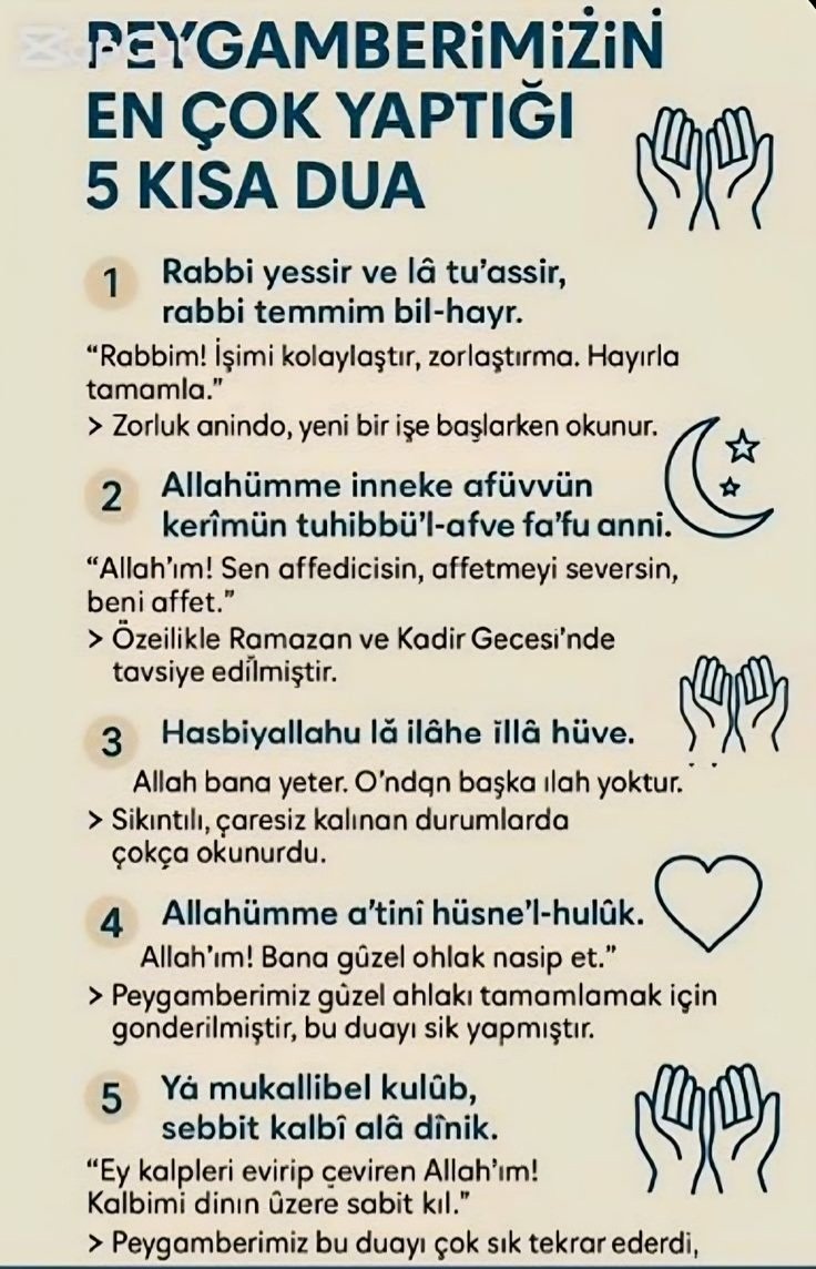 kalpileyasamak's tweet photo. Peygamberimizin en çok yaptığı 5 kısa dua https://t.co/fQ8g9pgWp3
