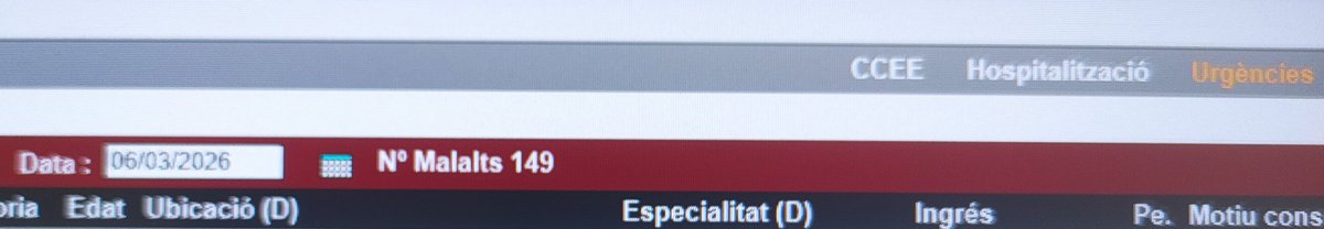 06/03/2026
149 pacients a Urgències de l'Hospital del Mar 
39 superen les 24 hores 
El més antic supera les 110 hores
Pacient de 89 supera les 100 hores
88 anys, 54 hores
80 anys, 43 hores
Cap d'ells és familia de gerents i gestors de <a href="/govern/">Govern de Catalunya</a> i <a href="/salutcat/">Salut</a>