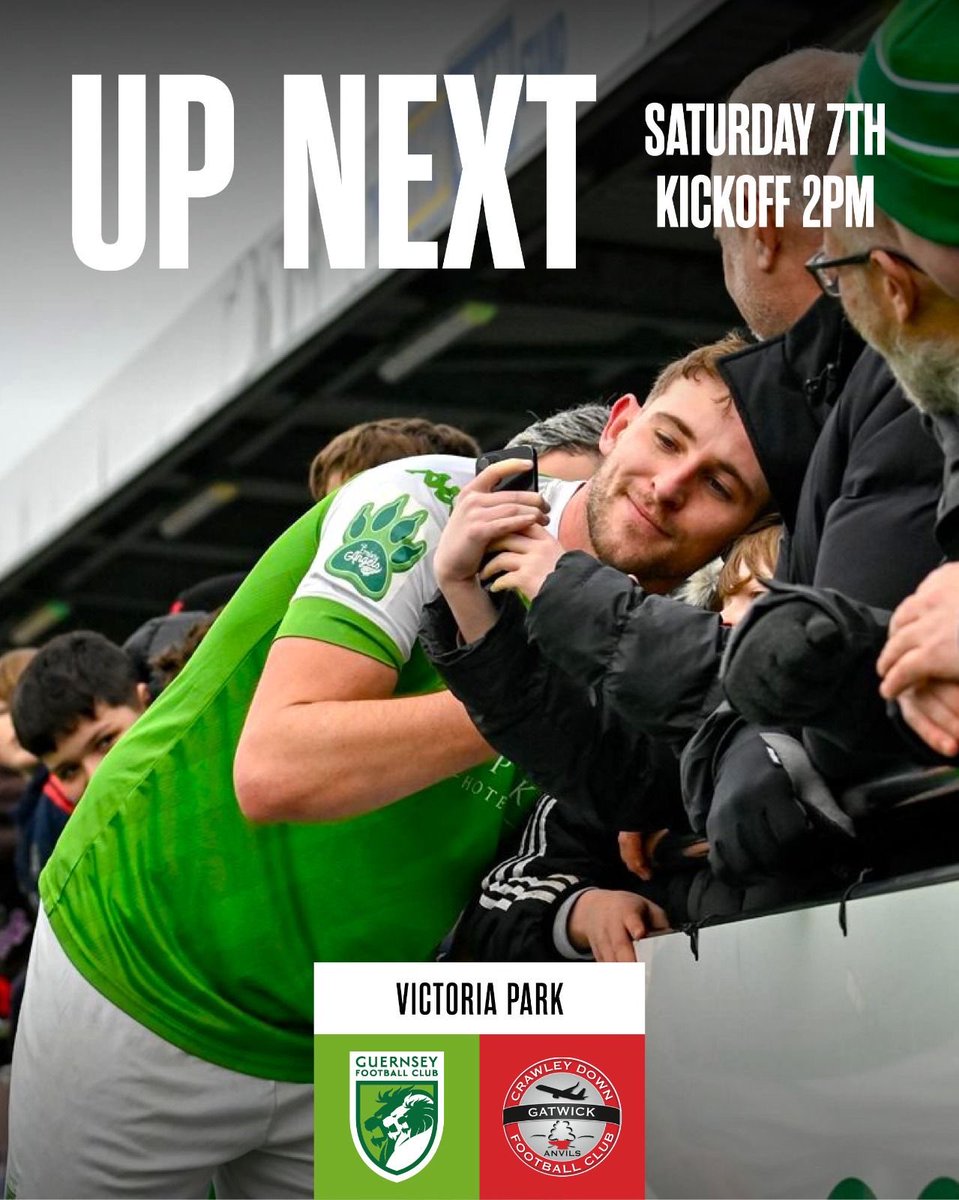 Ten games to go, plenty to play for.

Guernsey can close the gap to the top of the table to five points if they see off <a href="/OfficialCDGFC/">Crawley Down Gatwick</a> at Victoria Park on Saturday afternoon.

Both teams are in good form, should be a cracker!

🕐2pm

Come down and back the Green Lions! 🦁💚