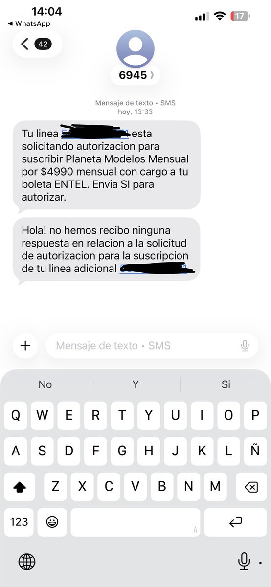 CamiVerdugoC's tweet photo. @entel @entel_ayuda me pueden explicar cómo una manga de estafadores sabe que líneas están suscritas con mi número para solicitarme este tipo de cosas ? Sé que es estafa porque la persona dueña de ese número está al lado mío y no ha solicitado nada https://t.co/piiFTyST6c