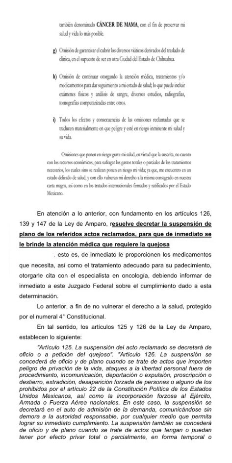 Paciente con CÁNCER DE MAMA, acudió a un Juez Federal ante la falta de tratamiento oncológico en instituciones públicas

El Juzgado ordenó a ICHISAL iniciar protocolos para suministrarle los medicamentos, protegiendo así su derecho a la salud

📍 justiciavscancer.com.mx