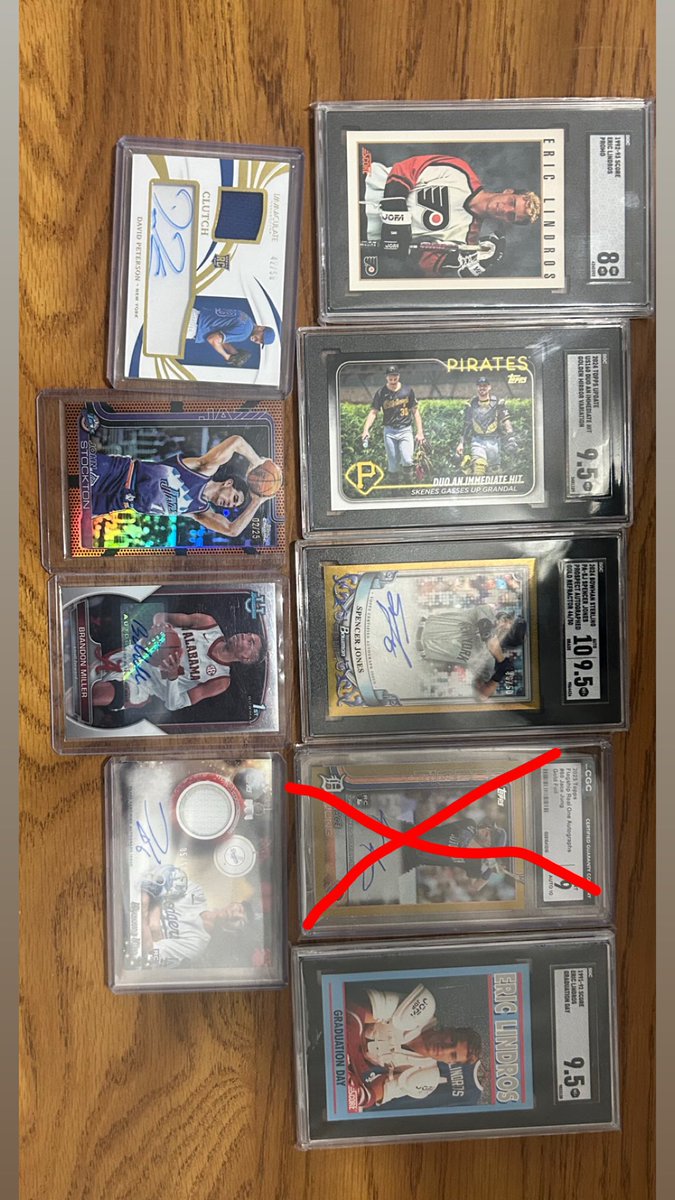 SmittyCardCo's tweet photo. Extra entry for those who Rt this one!
Skenes -$250
Lindros grad day- $250
Lindros sgc 8- $40
Peterson rpa -$20
Jones /50 -$275
Stockton /25- $40
Miller- $25
Kim- $100 https://t.co/i9VPt4xZA5