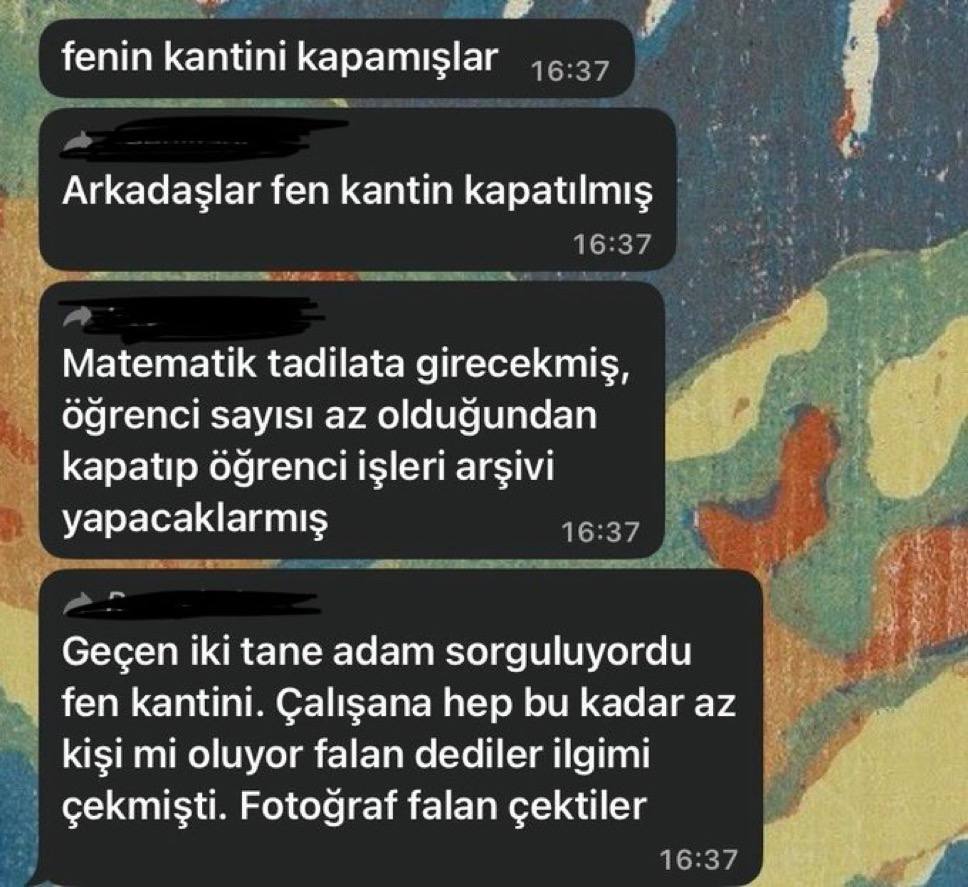 ❗️İstanbul Üniversitesi Fen kantini kapatıldı!

Matematik bölümünün ve Fen Fakültesi kantininin tadilata gireceği okul tarafından haber dahi verilmedi.