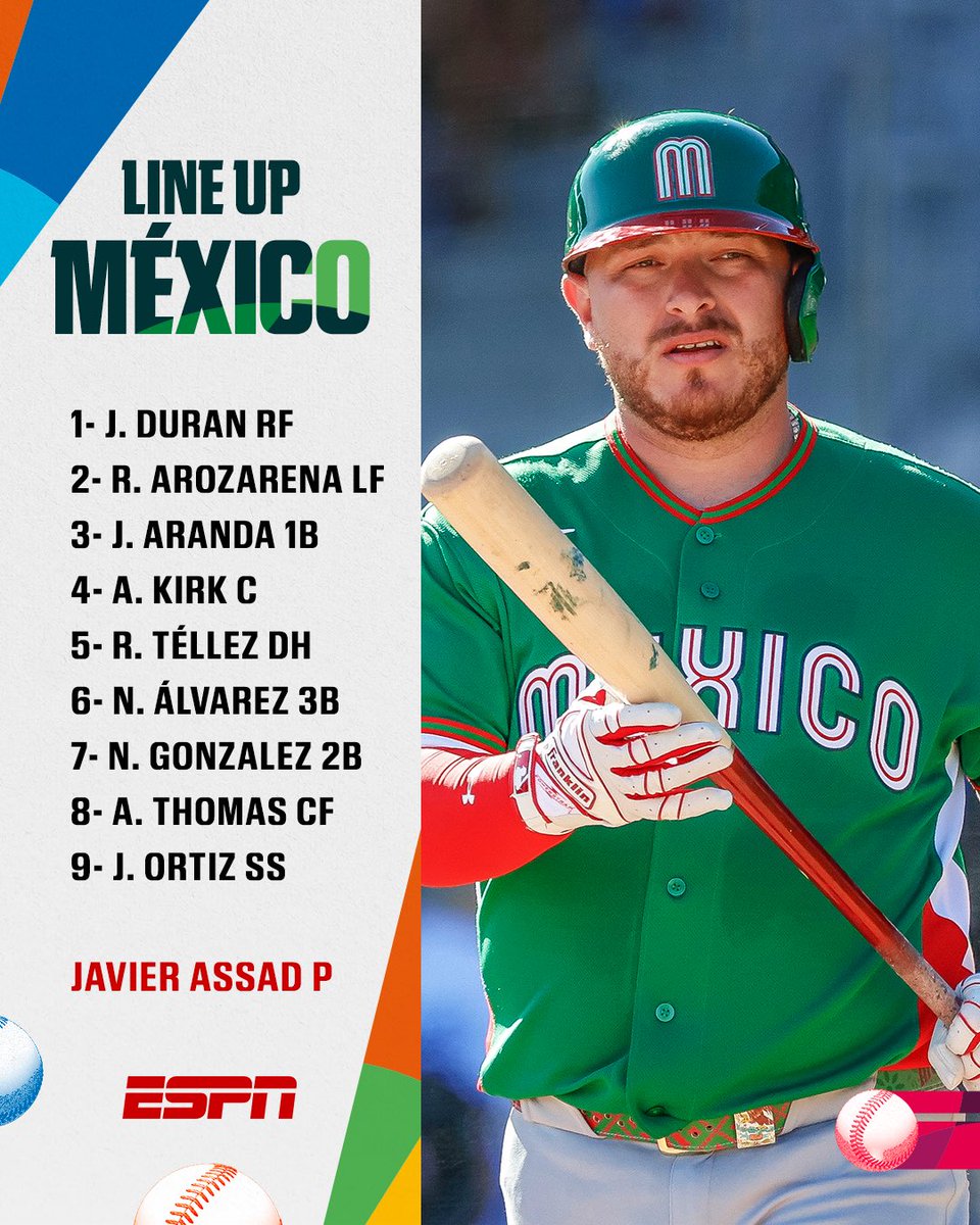 El primer Lineup de México en el Clásico Mundial de Béisbol 2026 🙌🏻⚾️

México está listo para enfrentar a Gran Bretaña al mando del Capitán Kirk🔥🇲🇽

¿Pronósticos? 

Disfruta por ESPN y #DisneyPlus