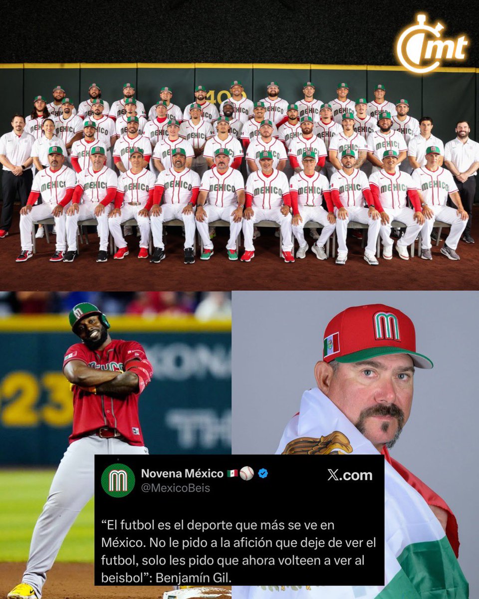 ¡¡TODOS CON LA SELECCIÓN MEXICANA DE BEISBOL!! 🇲🇽⚾️

🗣️ “El futbol es el deporte que más se ve en México. No le pido a la afición que deje de ver el futbol, solo les pido que ahora volteen a ver el béisbol”

-Benjamín Gil