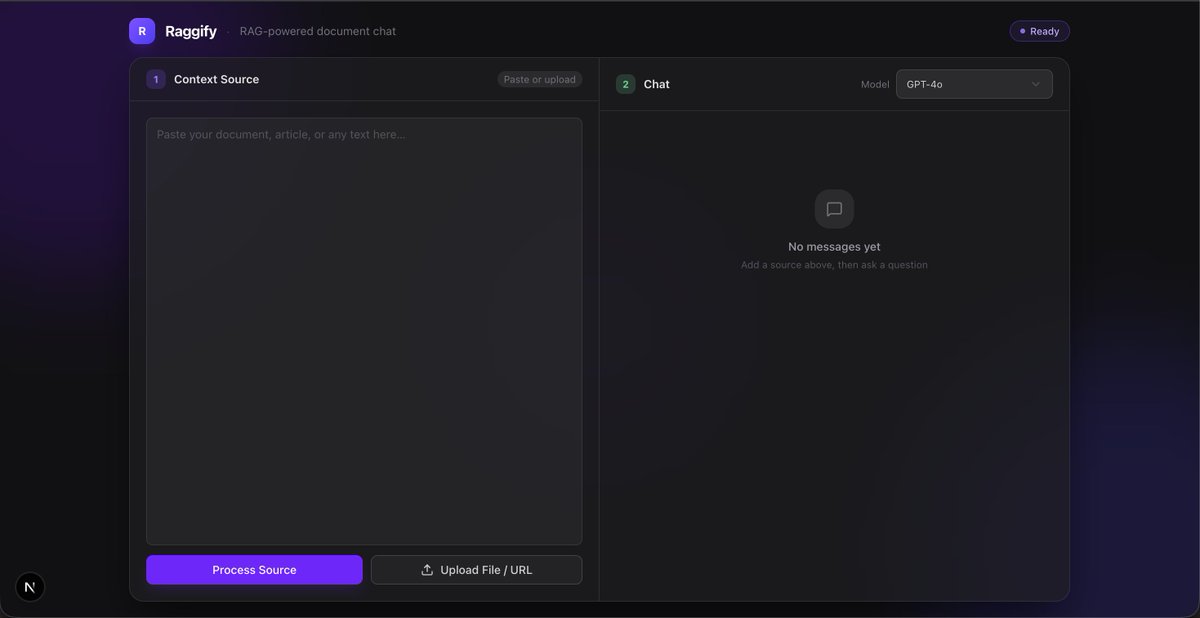 pritam121f's tweet photo. 🚀 Building a Full-Stack RAG app that handles Text 📝, PDFs 📄 &amp; Website URLs 🌐 — with persistent chat history for each!

Stack:

Next.js ▲
React 19 ⚛️
TypeScript 🔷
Docker 🐳
PostgreSQL 🐘
Qdrant 🔵
Langchain.js 🦜
Ollama 🦙

Journey has begun! 🙌🔥 https://t.co/h4cldESnzf