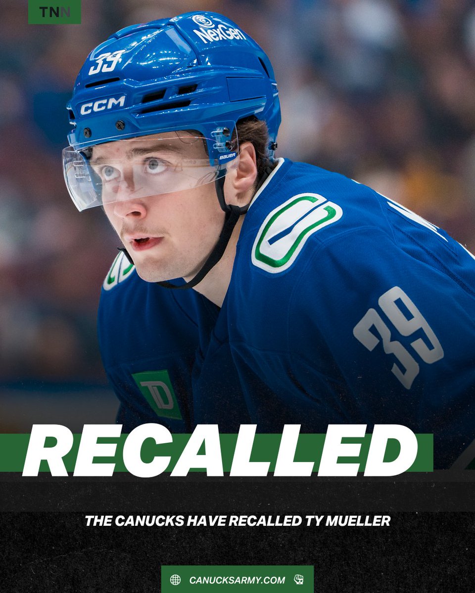 CanucksArmy's tweet photo. The Vancouver #Canucks have recalled Ty Mueller https://t.co/DzhjU5MRG7