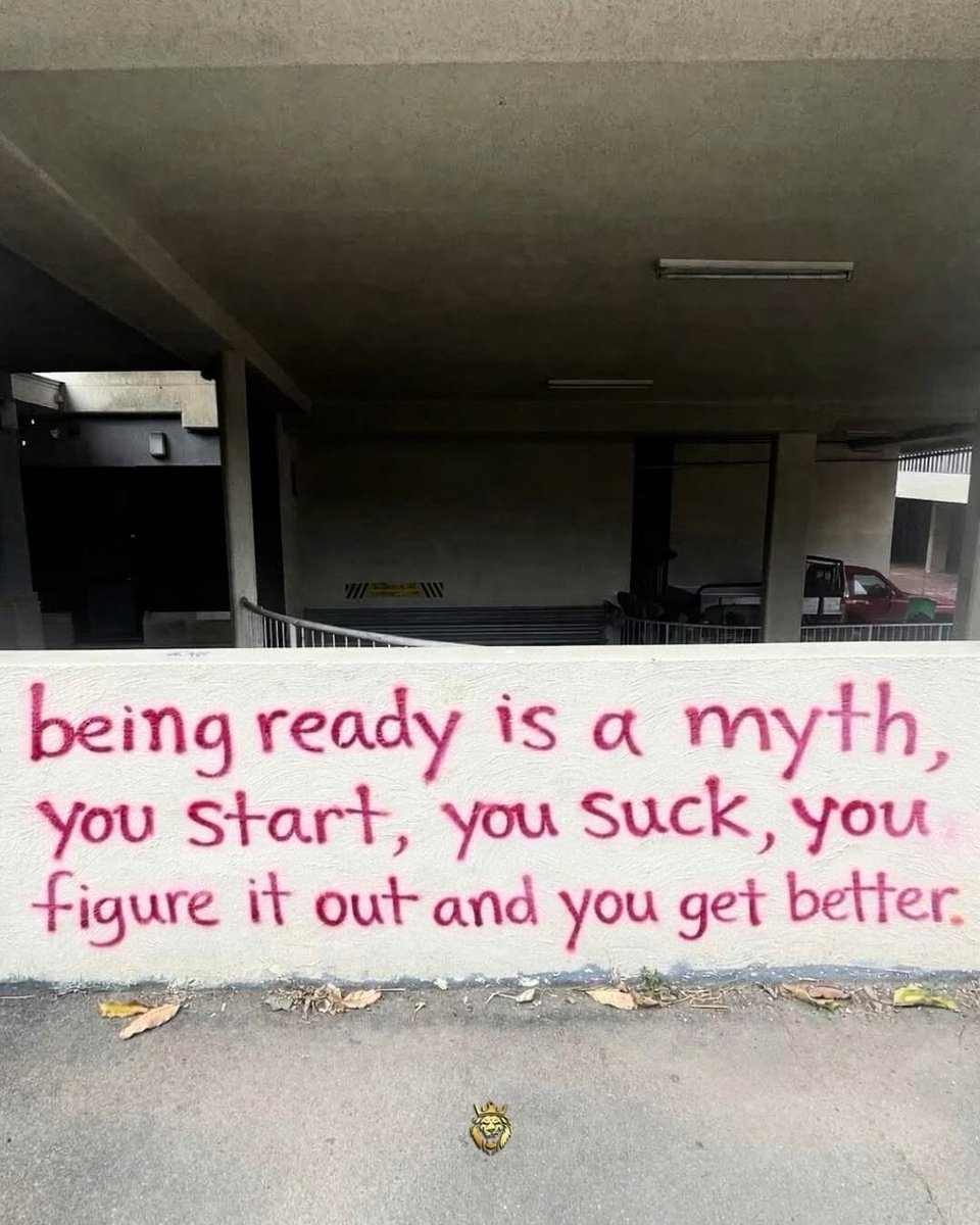 Falconmiki's tweet photo. Quote of day 65:
"Being ready is a myth, you start, you suck,you figure it out and you get better." https://t.co/XAHSPjyFep
