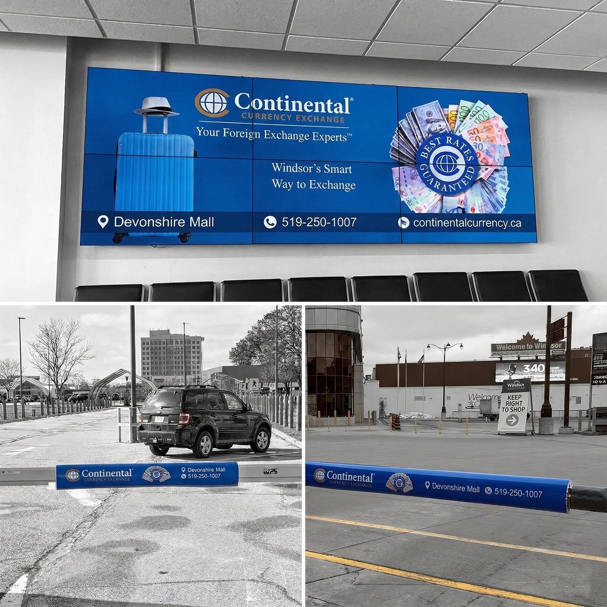 AbconMedia's tweet photo. From @YQG to the Windsor-Detroit Tunnel, our latest campaign for Continental Currency Exchange is everywhere it matters. Video walls + Boom-Ads = Maximum visibility. 💸📈 #OutofHome #Windsor #BorderCity https://t.co/5Rs9mfTOq4