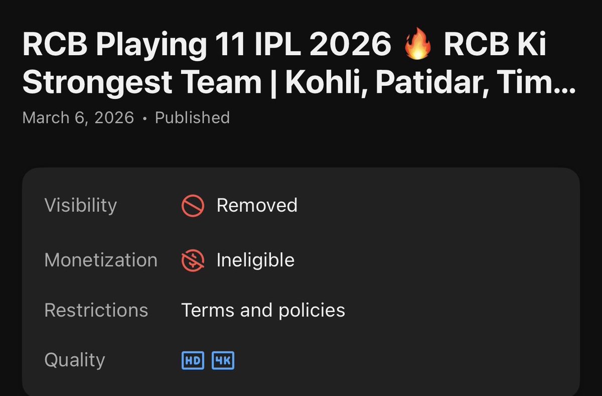 RizwanSLuhar's tweet photo. Hello @TeamYouTube
My video received a Community Guidelines strike even though it only contains normal cricket information. My appeal was rejected but I believe this might be a mistake. Could you please help review it again? https://t.co/Ek4GijNXSL
