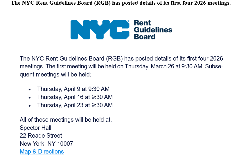 DavidFBrand's tweet photo. New Rent Guidelines Board meeting schedule just dropped https://t.co/9FRQazuzj2