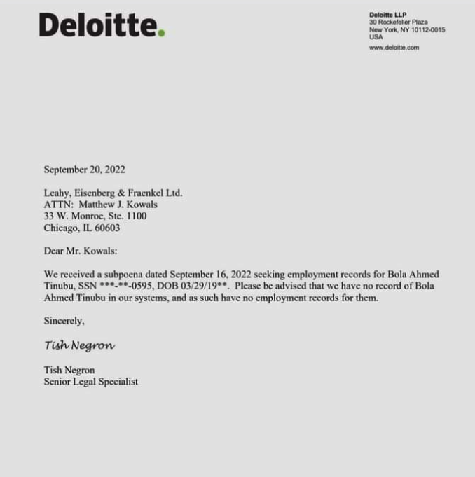 <a href="/Onsogbu/">Pst Okezie JAMES Atañi 🦨</a> Oga, why lie? 
He never work for Deloitte, na dem talk am.
Him be entry level clerk at Mobil, na dem talk am.
His real work, the one he dey do with Remi na Drug Dealing in Chicago , US Government talk am.
All this dey documented. Confam! Legit!

Cartel Treasurer Bola: