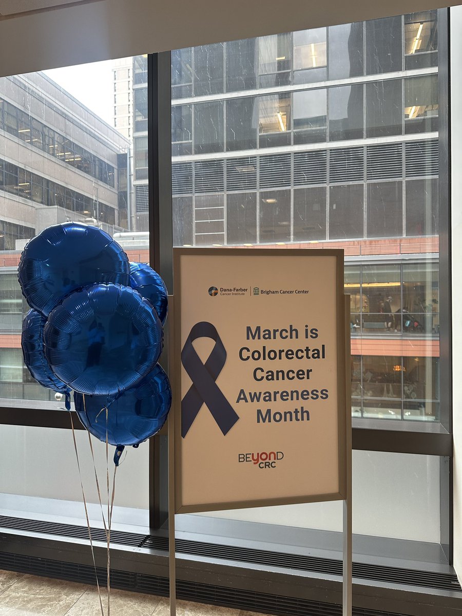 DFarberYoungCRC's tweet photo. We have decorated @DanaFarber for the month of March for Colorectal Cancer Awareness month in hopes to spread awareness and the importance of screening💙 #ColorectalCancerAwarenessMonth #Colorectalcancer #March https://t.co/get3RPdwxp