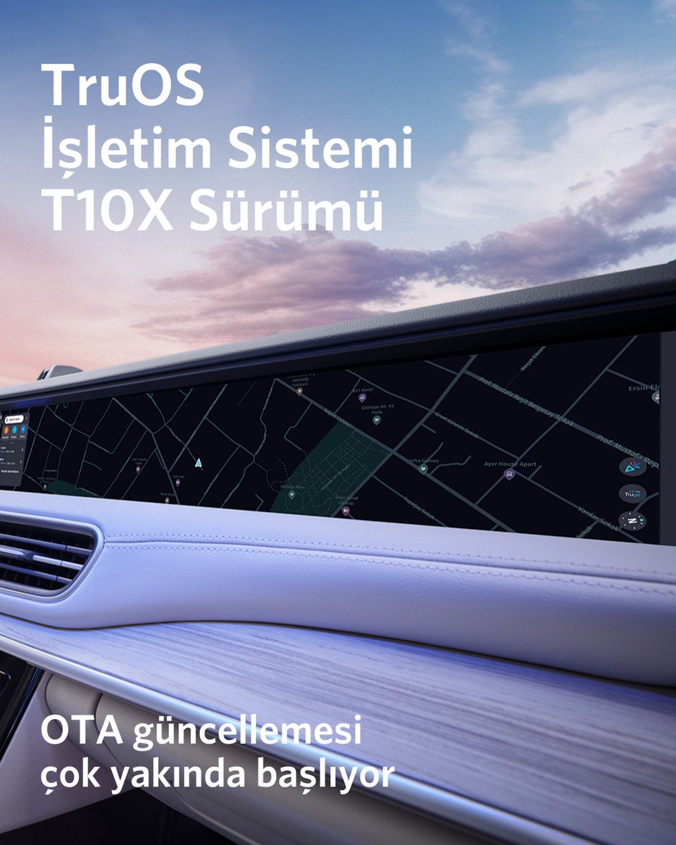 Togg2022's tweet image. Togg akıllı cihazlarının işletim sistemi TruOS’un T10X yeni sürümü çok yakında.

Bilgi-eğlence sistemi hızını ve kullanıcı deneyimini iyileştiren güncellemelerle T10X çok yakında:  

•⁠  ⁠Daha hızlı ve duyarlı  
•⁠  ⁠Daha uyumlu  
•⁠  ⁠Daha kullanıcı odaklı  
•⁠