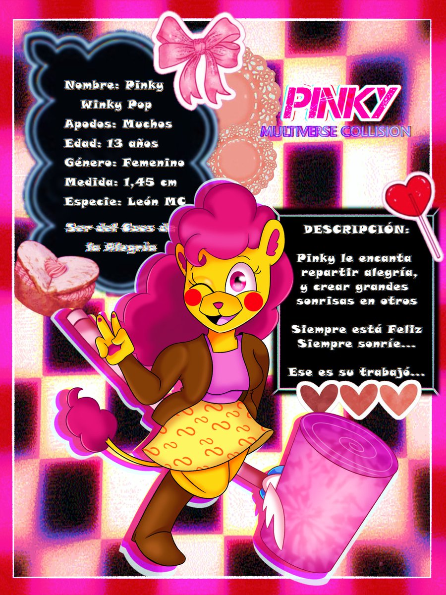 PMC2025's tweet photo. 𝐏𝐈𝐍𝐊𝐘: 𝐋𝐀 𝐀𝐋𝐄𝐆𝐑Í𝐀
✦•┈๑⋅⋯ ⋯⋅๑┈•✦
"Cómo chicle pegadizo" 
﹌﹌﹌﹌﹌﹌﹌﹌﹌﹌﹌
(Ficha actualizada de Protagonista)

#MCproject #PMC #PinkyMultiverseCollision #characterdesign #project https://t.co/hEmyCJbuwr