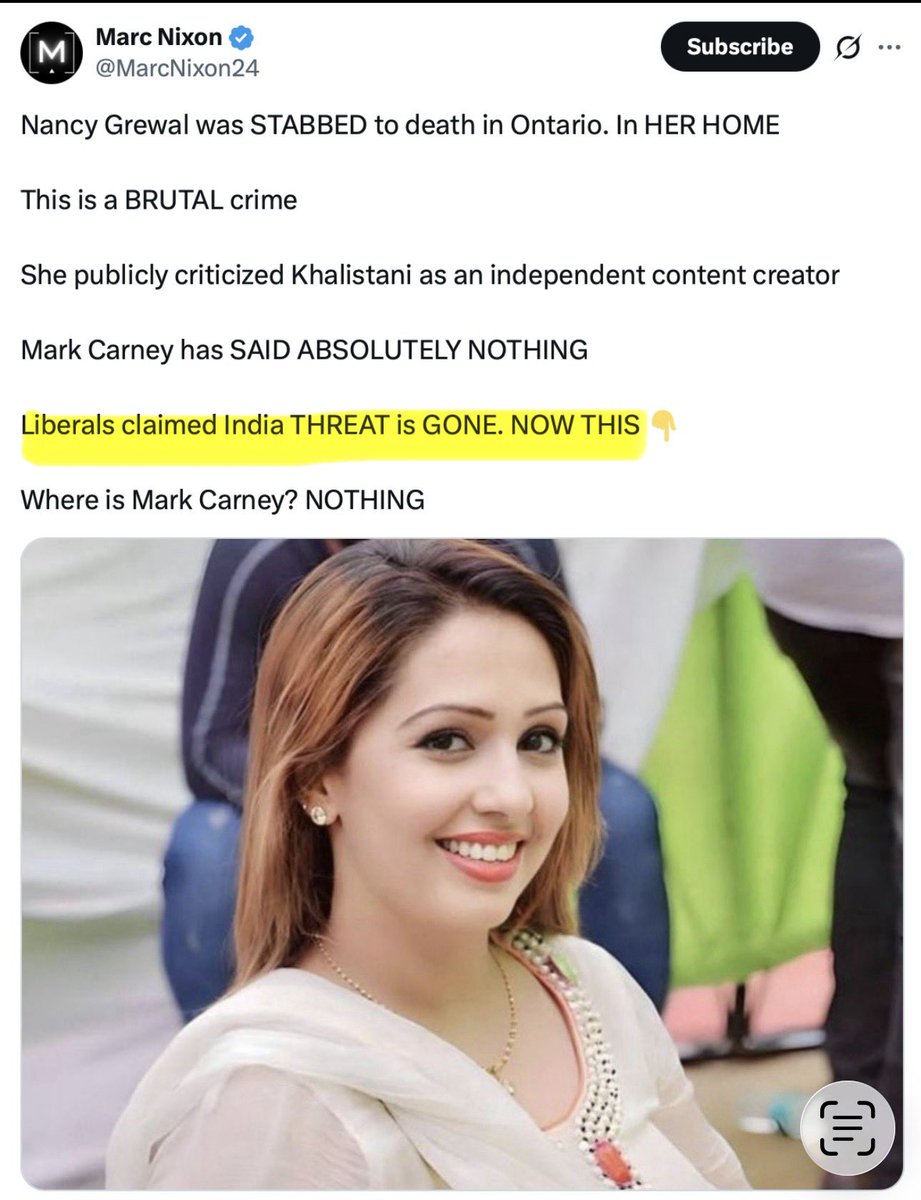 WaliRuchi's tweet photo. What does this have to do with India?

India has been warning Canada about Khalistani terrorism for over 4 decades, long before Canadian Khalistanis blew up AI182 bombing, which we could have avoided if we paid attention.

From Indira Gandhi & Rajiv Gandhi to Manmohan Singh (a Sikh himself) & now Narendra Modi, every Indian government has raised the same warning.

The issue isn’t India. The issue is Canada’s establishment repeatedly looking the other way while Khalistani terrorists operate openly & Canadian taxpayer dollars end up enabling the Khalistani criminal network.
@MarkJCarney 
@CanadianPM 
@PierrePoilievre
