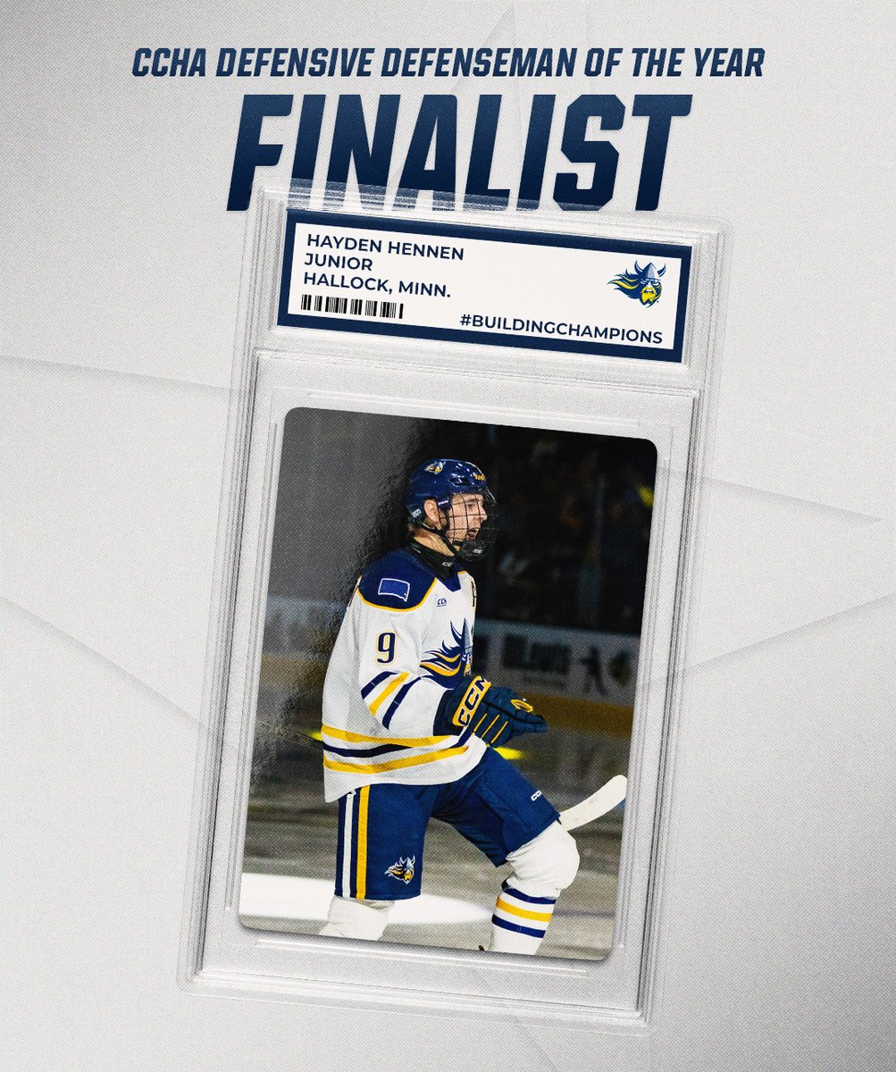 AugieMHockey's tweet photo. Hayden Hennen has been named a finalist for #CCHA Defensive Defenseman of the Year 🫡

#WeHoldThePen ⚔️ #CCHAHonors https://t.co/Ay1mtE75jB
