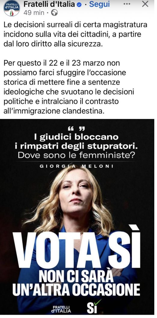 vitalbaa's tweet photo. Probabilmente questo post faceva così ribrezzo a chiunque, inclusi i sostenitori del Sì al referendum, che hanno dovuto cancellarlo (ma continua a girare) https://t.co/SnJR9P0mei