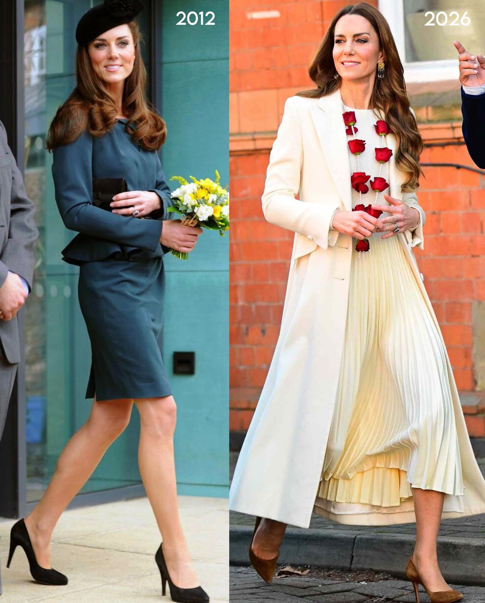 RoyallyBelle_'s tweet photo. The Princess of Wales’ first official visit to Leicester (2012) vs her most recent (2026) 🤍 https://t.co/CQaD4YuiGB