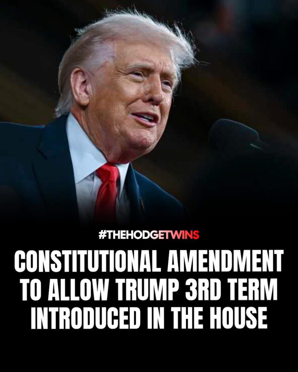 PaulGoldEagle's tweet image. 🔥 A constitutional amendment has been INTRODUCED in the House to let President Trump serve a THIRD TERM.

Rep. Andy Ogles just dropped H.J.Res. 29 to update the 22nd Amendment-allowing up to three elected terms.

H/T Hodgetwins

#PresidentTrump #2028election #PoliticsToday