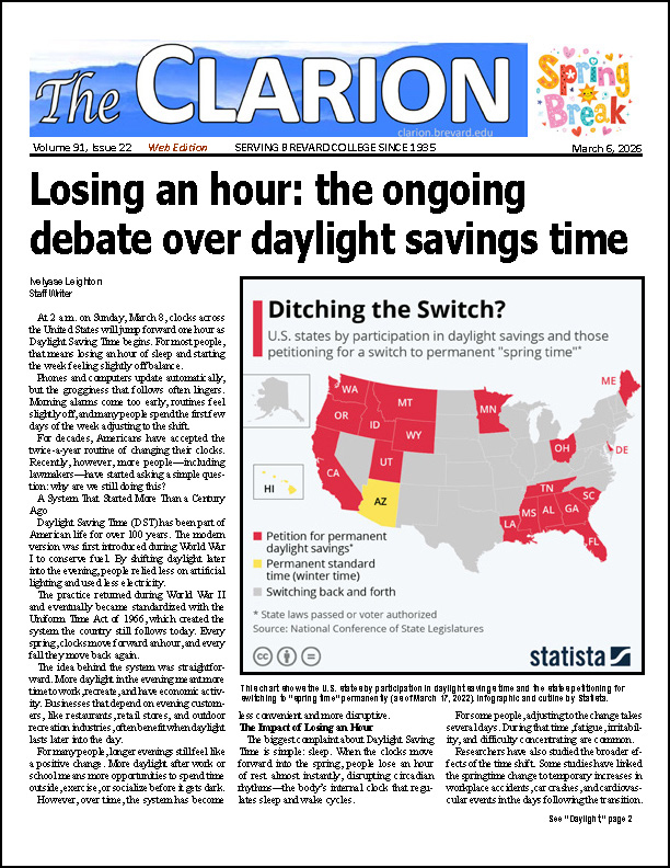 bcclarion's tweet photo. This week's issue of The Clarion, the @BrevardCollege student newspaper, is now available - published today, March 6, 2026. https://t.co/LrnfCpY1bn https://t.co/O5kytaHeh6