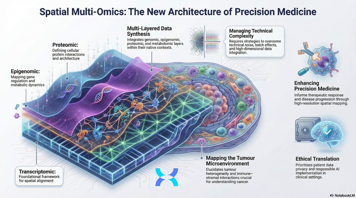 IylonOncology's tweet photo. By combining multiple layers of biological data with tissue structure, spatial multi-omics gives researchers a clearer picture of how diseases like cancer develop and evolve. 
#SpatialMultiOmics #BiomedicalResearch #CancerScience
@SenduraiMani https://t.co/yzSXFBTMfY