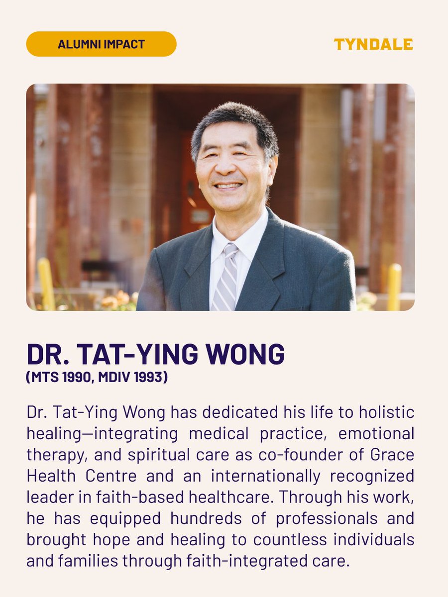 TyndaleU's tweet image. A Tyndale education can shape global impact 🌍

Dr. Tat-Ying Wong integrates faith, medicine, and emotional healing to transform lives worldwide.

Read his story:
tyndale.ca/alumni/disting…

#TyndaleU #FaithInAction #FutureStudents