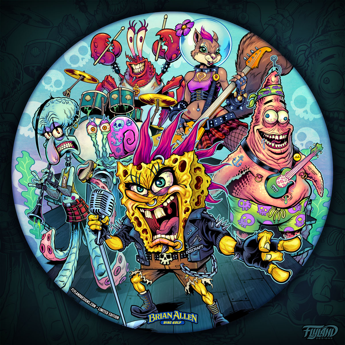 flylanddesigns's tweet photo. My latest LE Foil Disc Golf disc is this parody I drew of Sponge Bob and gang if they were in a heavy metal band.
You can get one here:
https://t.co/zquixPGUPK
#discgolf4life #discgolf #discgolfdaily #discgolfer #discgolfislife #discraft #spongebob #spongebobsquarepants https://t.co/8cddIFs8KD