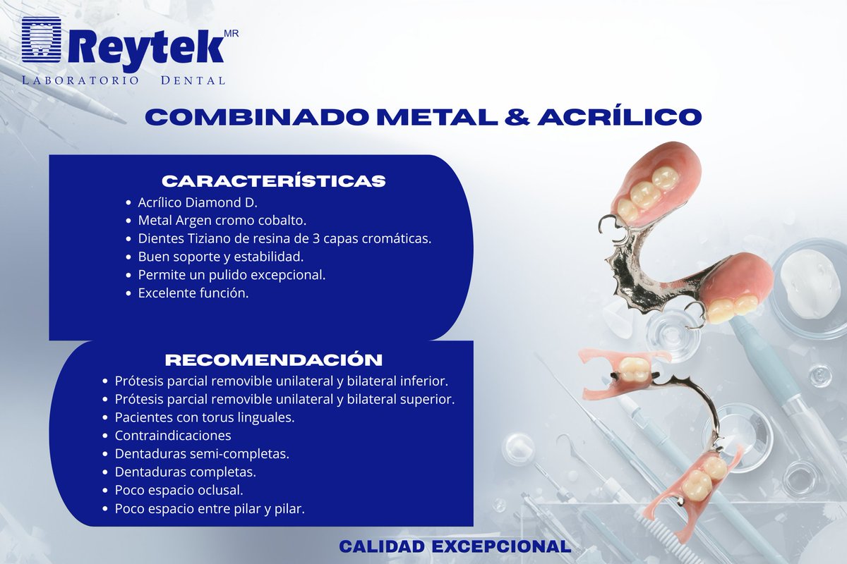 Reyteklab's tweet photo. Sabemos que para tu clínica, la satisfacción del paciente depende de la precisión y la estética de cada trabajo. Por eso, en Reytek nos especializamos en combinar tecnología de vanguardia con acabados artesanales para entregarte prótesis con un ajuste perfecto desde la primera. https://t.co/E7MlUVRgYH