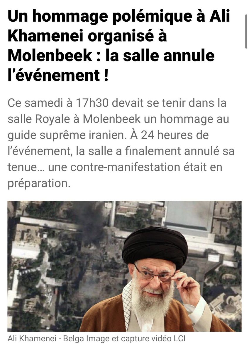 L’hommage prévu à Ali Khamenei à Molenbeek a finalement été annulé. C’est une bonne décision.

Mais une question demeure : comment peut-on envisager d’honorer en Belgique le chef d’un régime théocratique qui opprime son peuple et menace la démocratie ?

Pendant que des Iraniens