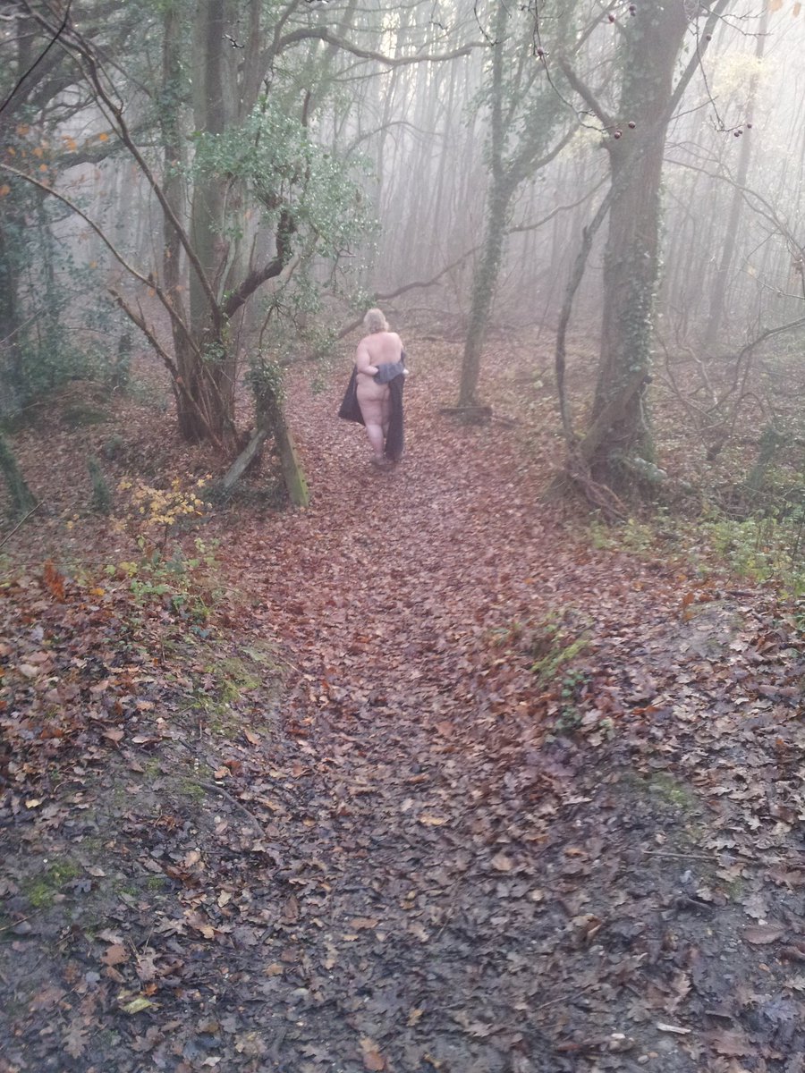 shyplumpmum's tweet photo. The start of a chilly naked walk through the woods this morning before the rain set in. #slutwife #exhibitionist #nip #arseflash #candaulist https://t.co/Tqe83tvrWB