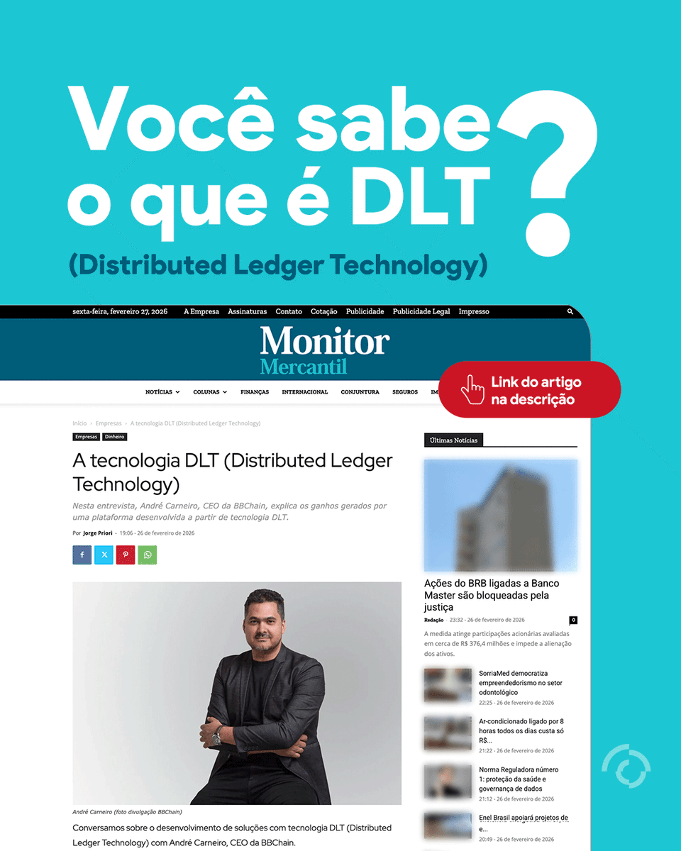 BBChainBR's tweet photo. “Verdade compartilhada” via DLT corta reconciliação, reduz custos e traz liquidação em minutos em vez de D+1/D+2.
André Carneiro, CEO da BBChain, explica no Monitor Mercantil (@sigaomonitor):

https://t.co/gUsaLXqFHH

#BBChain #DLT #InovaçãoFinanceira https://t.co/msf13BRYqM
