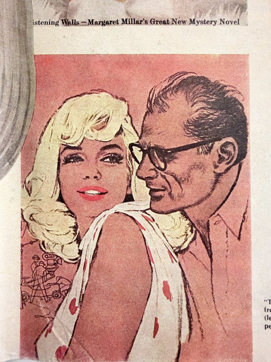 The_Record_Inst's tweet photo. Playboy published the "forgotten photos" trying to find the source.
The answer came from legendary illustrator Jon Whitcomb.
The photos were taken in 1958 for an Easter hat feature in The American Weekly.

Hearst needed the feature overnight. A photographer under the pseudonym "Carl Perutz" took the shots. Whitcomb then used them to paint the spectacular, idealized versions of Marilyn we see on these pages.

Whitcomb didn’t just paint her; he defined the mid-century American standard of glamour.
Look at the brushstrokes. The Cosmopolitan covers. The scene with Arthur Miller from The Misfits. This is high commercial art at its absolute peak
