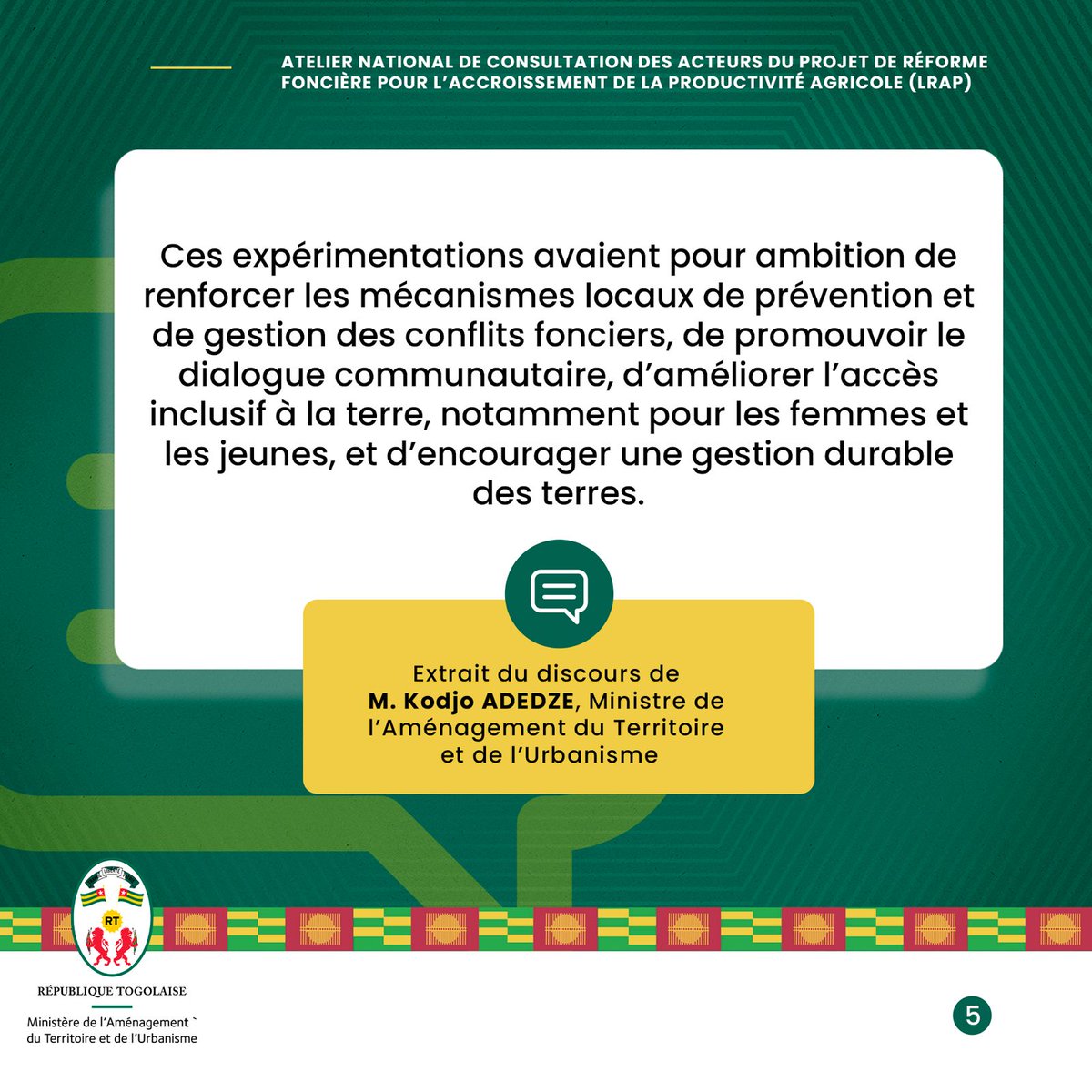 Ministère de l'aménagement du territoire🇹🇬 tweet media