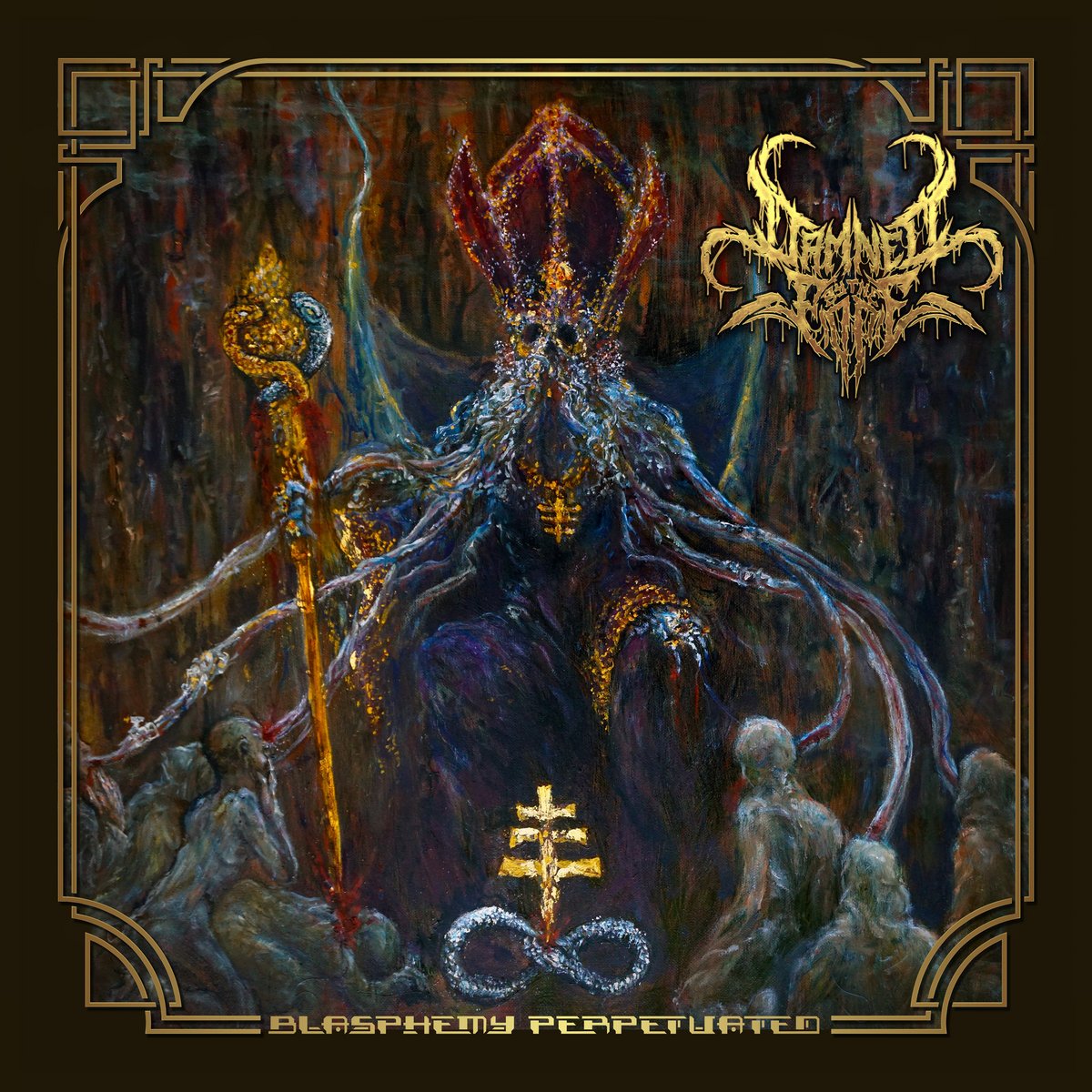 SchwartzNigel's tweet photo. Now spinning:
@DamnedByThePope - Blasphemy Perpetuated LP 10.31.25 
Kansas City 🇺🇸 Death Metal
BC: https://t.co/LYvVXOKcoA
SPFY: https://t.co/jFWq0kuzCd
🍏: https://t.co/B2occEoaDM
EM: https://t.co/QdPC5GplXn https://t.co/jkcgpuhjw6