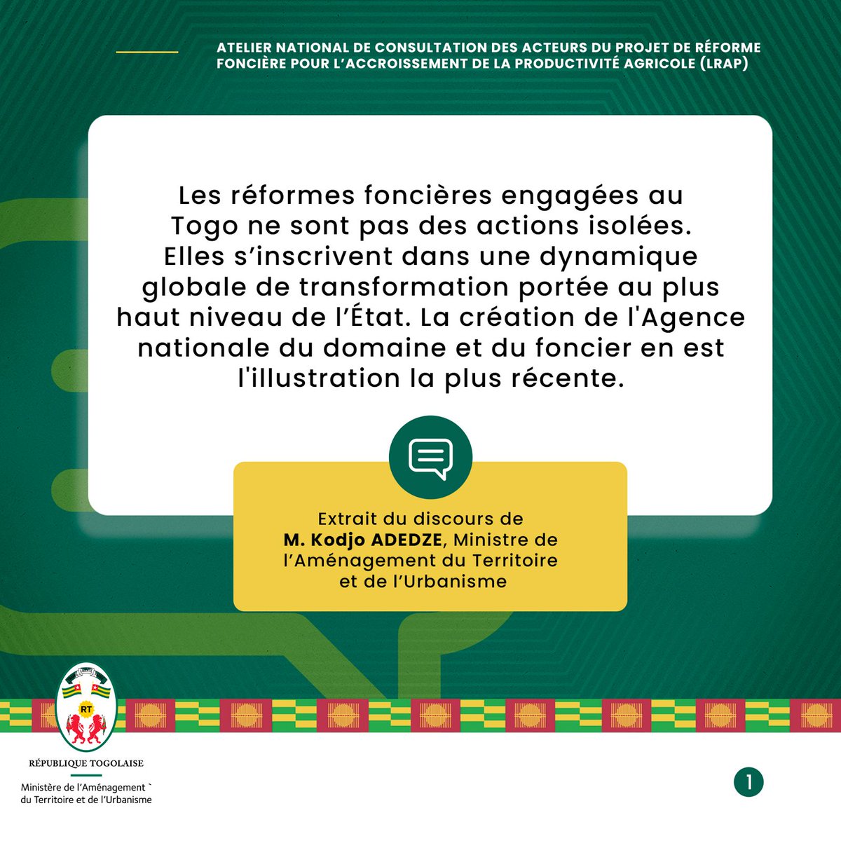 Ministère de l'aménagement du territoire🇹🇬 tweet media
