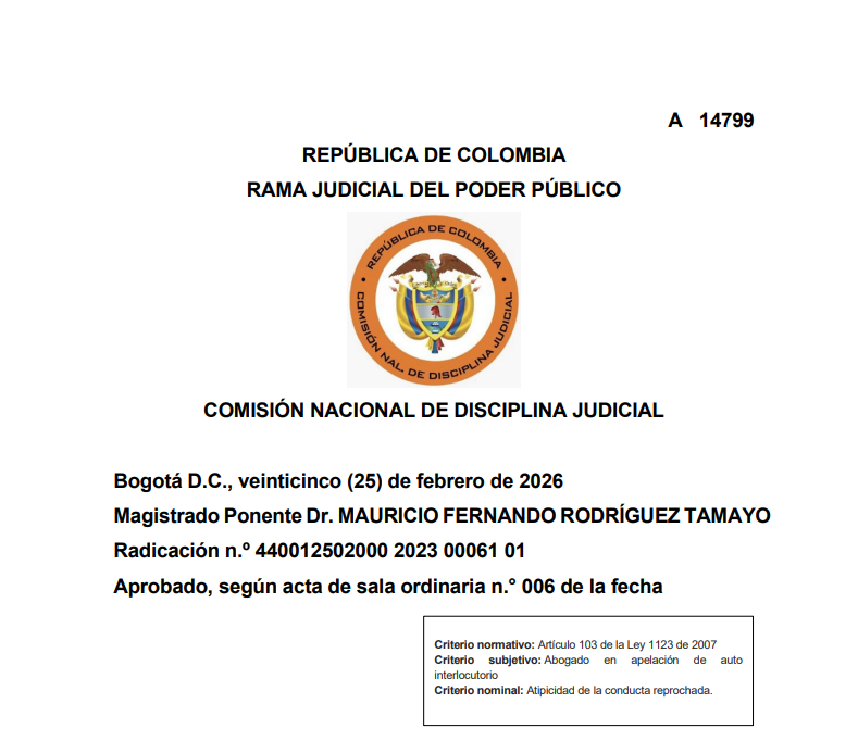 OJO: Abogado no incurre en falta disciplinaria cuando hace afirmaciones o estructura defensa con base en la información inexacta que le suministre su cliente/ abogado no responde por información o pruebas que suministra cliente.