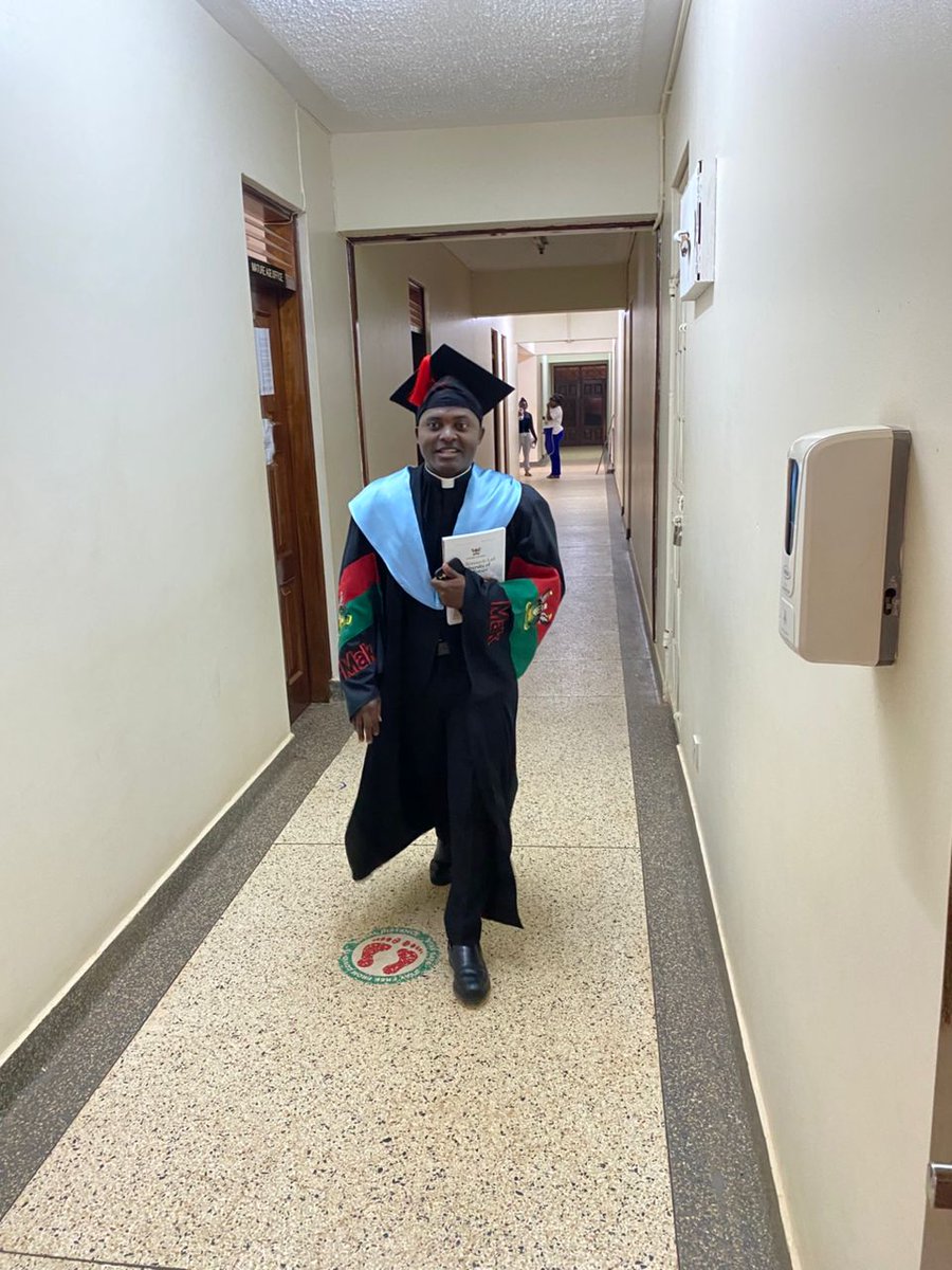 stmarysmuni's tweet photo. Congratulations to our beloved Chaplain, Rev. Fr. Pius Kafeero, MIDM, on graduating with a Master of Arts in Religious and Theological Studies from Makerere University!  We are so proud of you and wish you all the best. 🎉  #StMarysChaplaincy #MuniUniversity #Congratulations https://t.co/y7X45Ge3hC