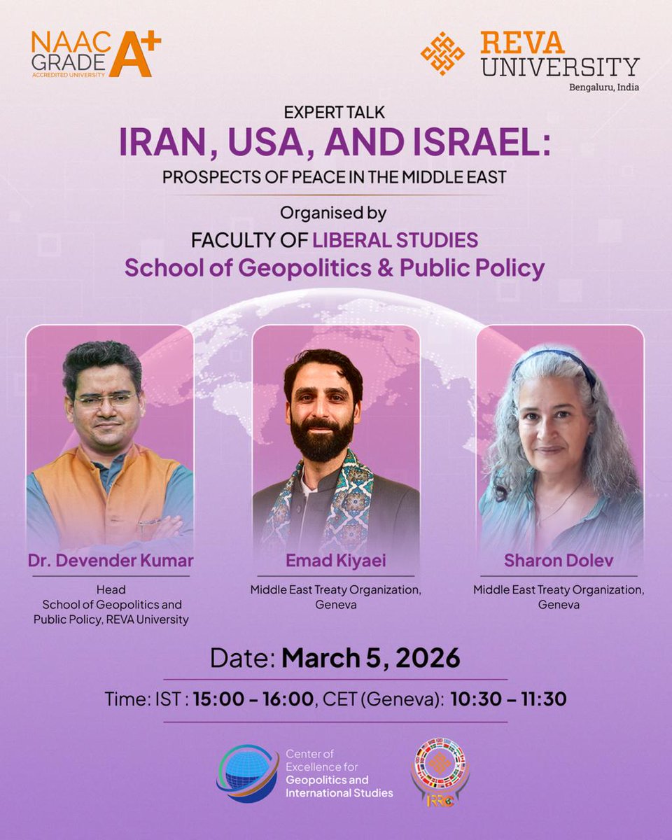 DaveSolanki's tweet photo. Insightful session: PEACE IS POSSIBLE — through trust-building, a regionally accepted framework, and strong international support. Diplomacy and international law must remain central to resolving conflicts and building a stable global order. @REVAUniversity https://t.co/jDM15ReM08
