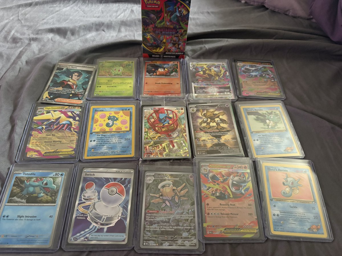 POKEMON BUNDLE GIVEAWAY!!  

What’s included in this giveaway!? Glad you asked! 

Flames booster bundles 
Riolu sealed promo! 
Alakazam Sealed promo!! 
3 1st editions cards! 
Some full arts and other promo!! 

Value- $100 or more I don’t care but free!!!  

TAG A FRIEND 
LIKE