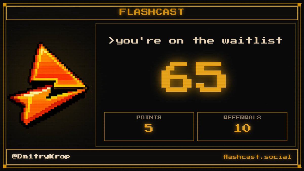 DmitryKrop's tweet photo. My Flashcast Social waitlist position is: #65 https://t.co/8dNC6Z0dJS