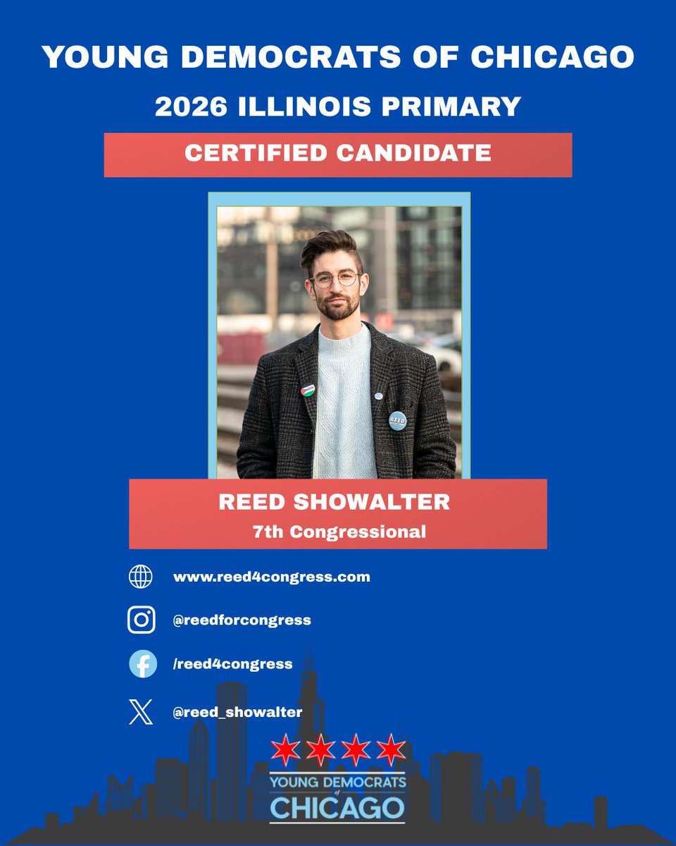 reed_showalter's tweet image. I’m proud to have been certified by the Young Democrats of Chicago! Now more than ever, it is critical that we uplift young voices with fresh ideas. It is up to us to ensure the values of this party stay consistent with a new generation of voters. #chicago #progressive