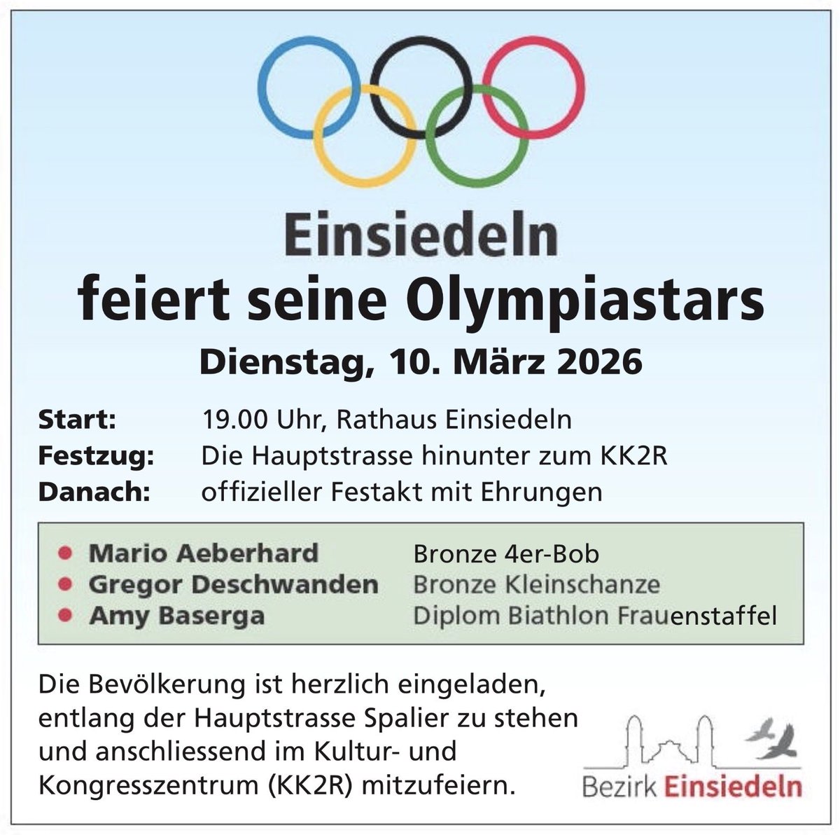Aus dem Bezirksrat #Einsiedeln - #Energiefonds - #Winterdienst  - Einsiedeln feiert seine Olympiastars! #MilanoCortina2026 <a href="/milanocortina26/">Milano Cortina 2026</a>