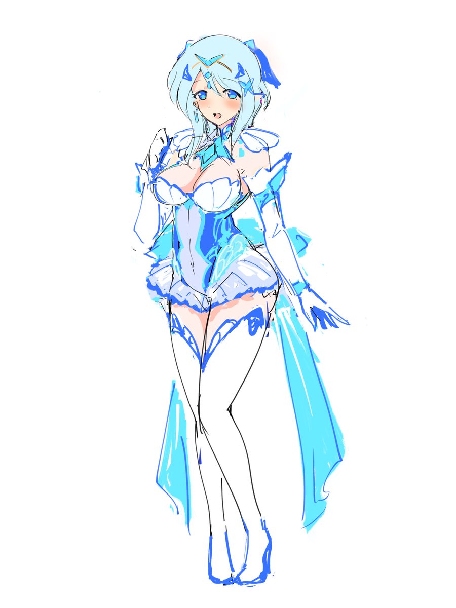 「悪堕ち後も純愛しちゃうヒロインちゃん(正義ver)立ち絵wip 『負けて洗脳で怪」|玖〆カズーのイラスト